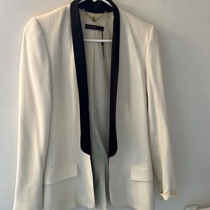 White / black long blazer